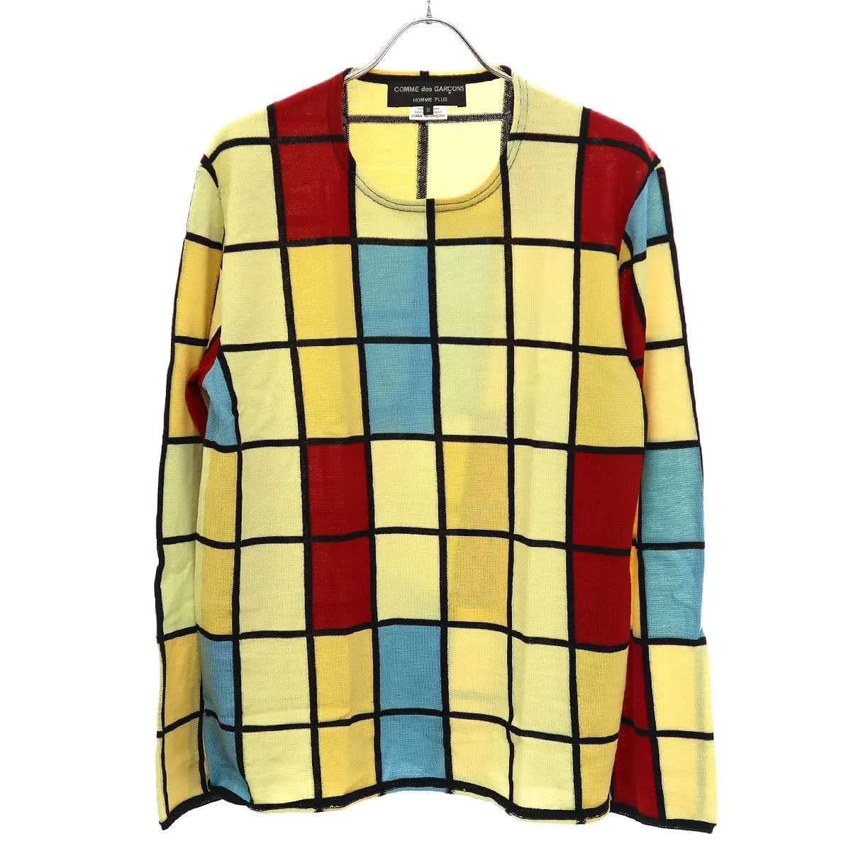 COMME des GARCONS コム デギャルソンオムプリュス 20AW パネルチェックウールニットセーター PF-N016