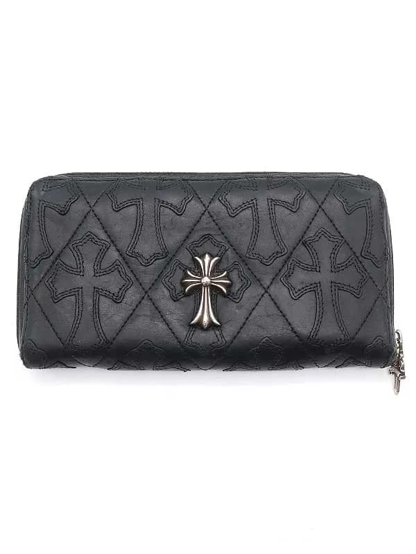 CHROME HEARTS クロムハーツ REC F ZIP キルテッドセメタリークロスパッチ スモールCHクロス ロングウォレット