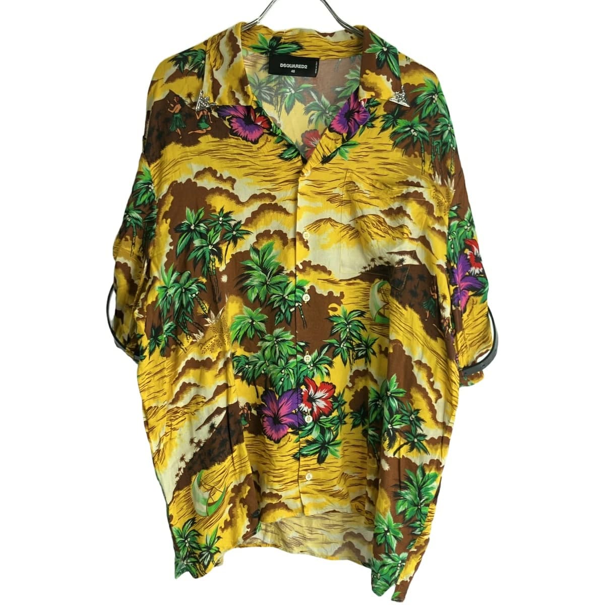 DSQUARED2 ディースクエアード 18SS ベルテッド ショートスリーブ レーヨンアロハシャツ S71DM0134 S48684