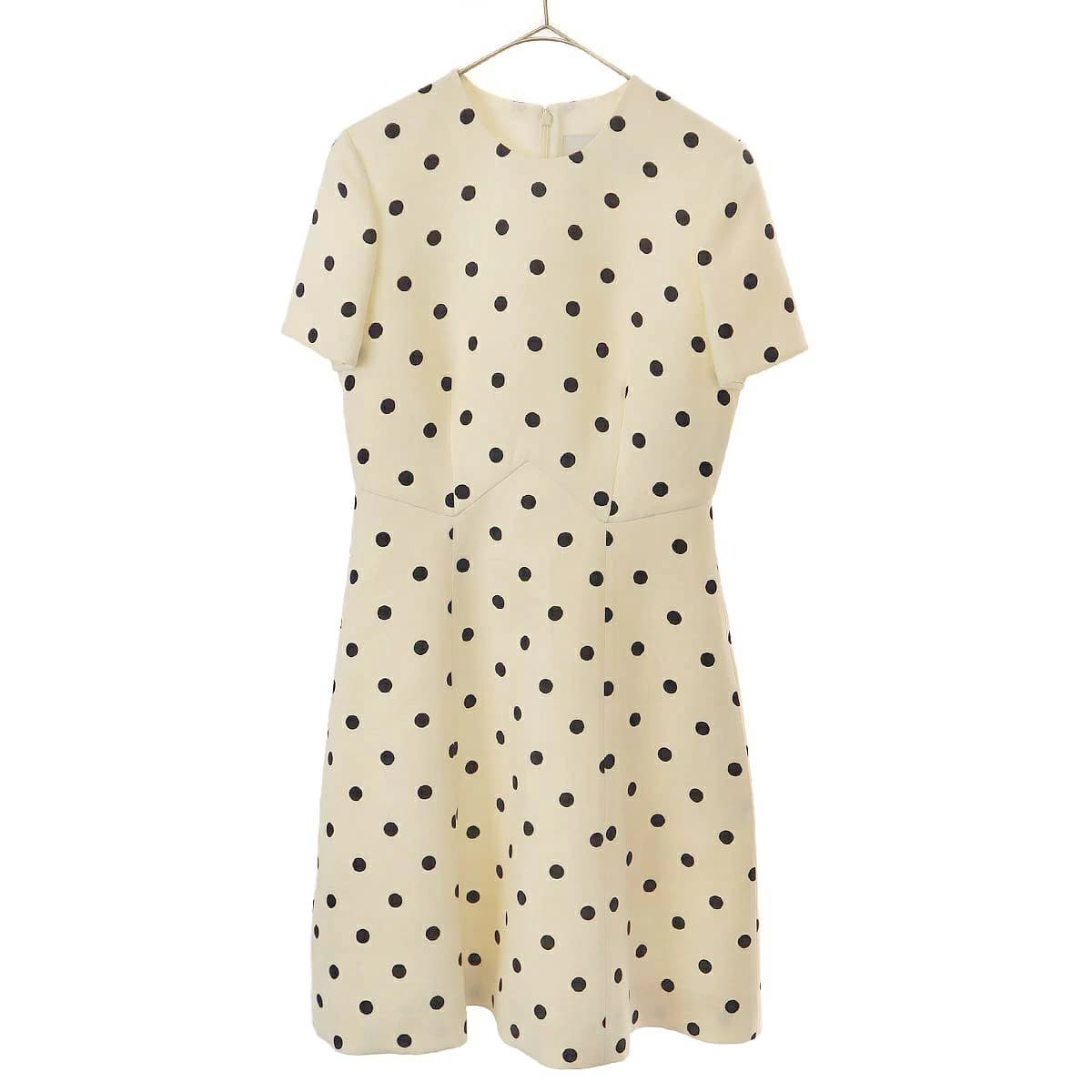 VALENTINO ヴァレンティノ 21SS ウールシルクドットドレスワンピース VB3VAUH164W ホワイト系