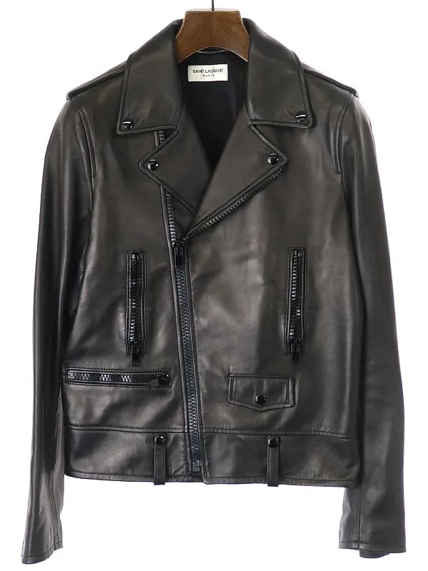 SAINT LAURENT サンローラン パリ 15AW L01 ブラックジップ クラシックモーターサイクル ダブルレザーライダースジャケット