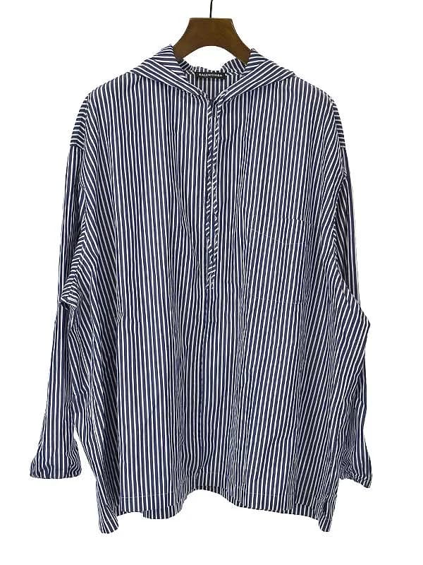 BALENCIAGA バレンシアガ 18SS オーバーサイズジップアップストライプシャツ