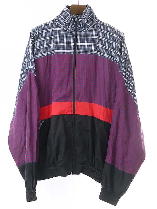BALENCIAGA バレンシアガ 18AW チェック切替ポプリンジップアップジャケット