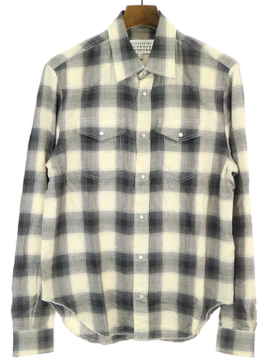 Maison Margiela メゾン マルタン マルジェラ10 16AW Straight fit shirts チェック柄コットンウエスタンシャツ