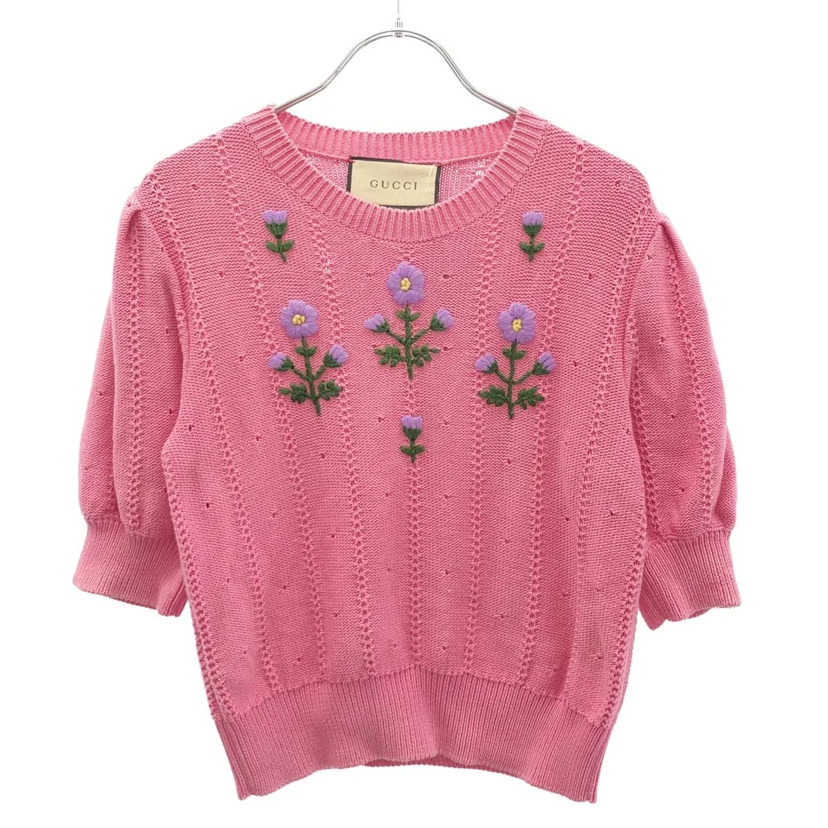 GUCCI グッチ フラワーエンブロイダリー パフスリーブニットセーター