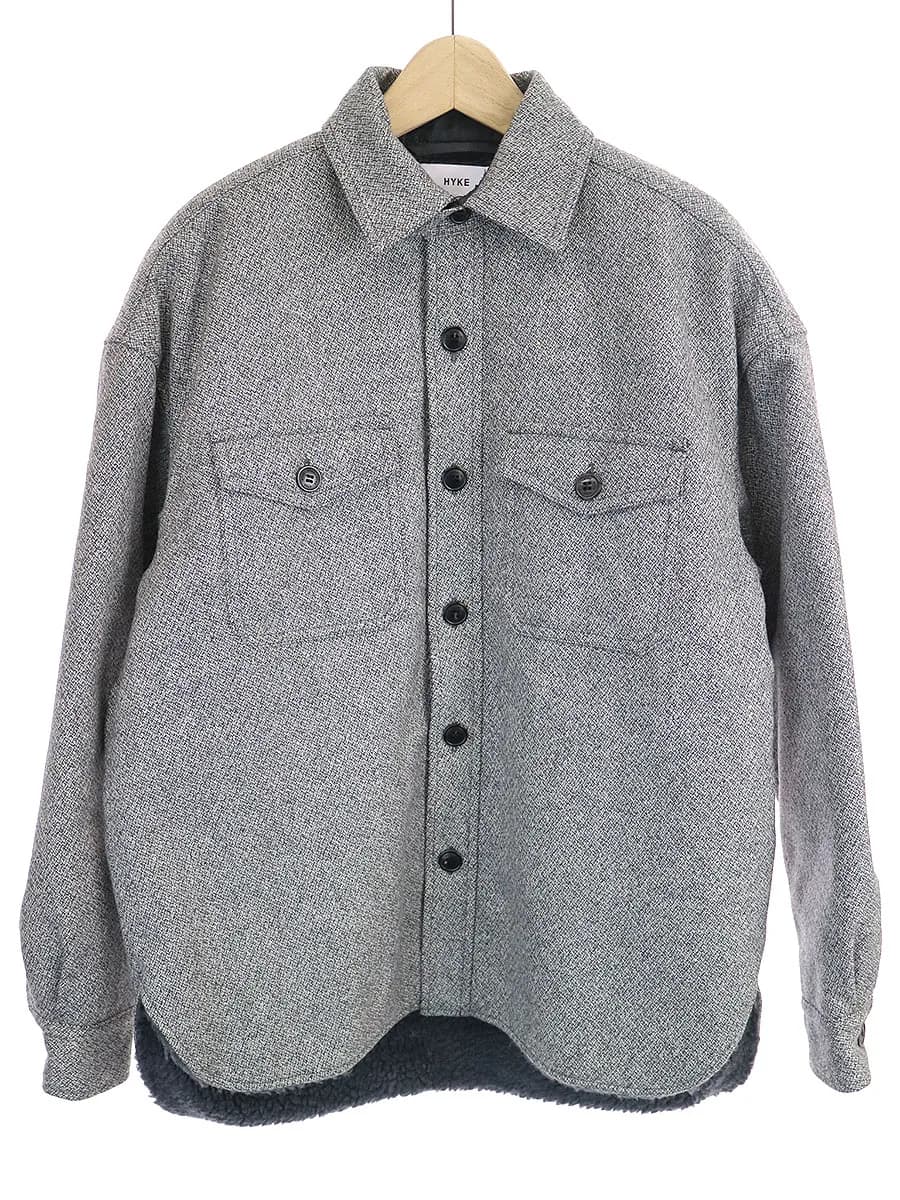HYKE ハイク 18AW TWEED CPO JACKET 裏ボアツイードシャツジャケット