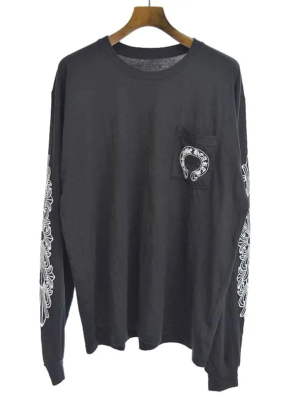 CHROME HEARTS クロムハーツ アームフローラルホーシューバックプリントロングスリーブTシャツ