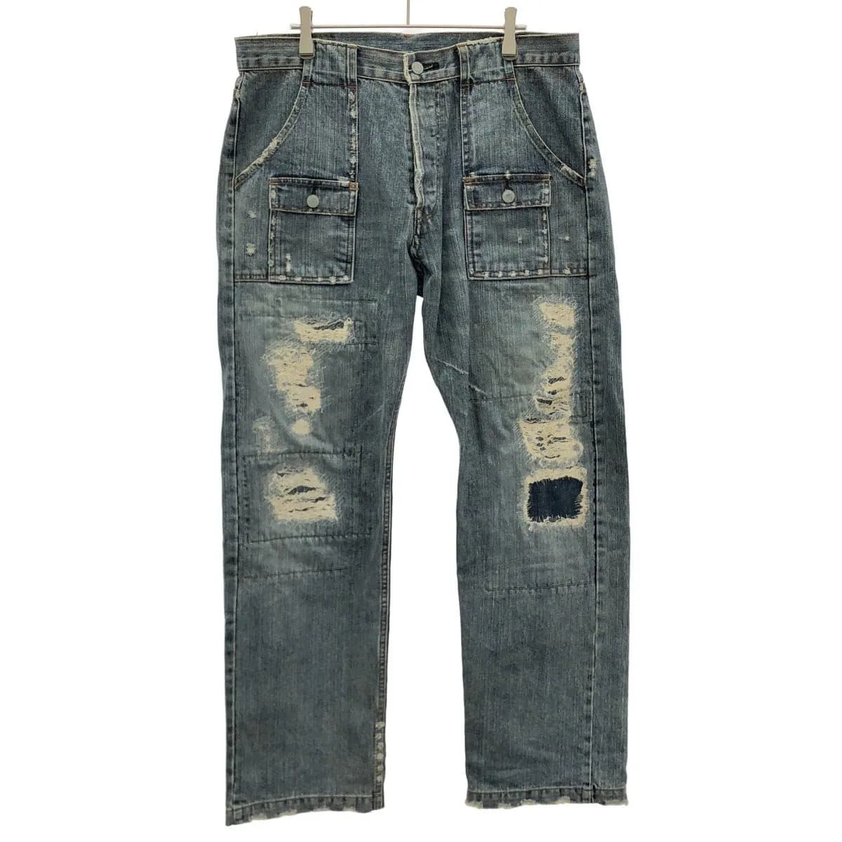 HYSTERIC GLAMOUR ヒステリックグラマー 2000's ダメージリペア加工 ブッシュデニムパンツ 4AP-0934