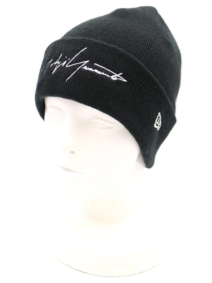 Yohji Yamamoto ヨウジヤマモト×ニューエラ 19AW Basic Cuff Knit Cap ロゴワッペンニットキャップ