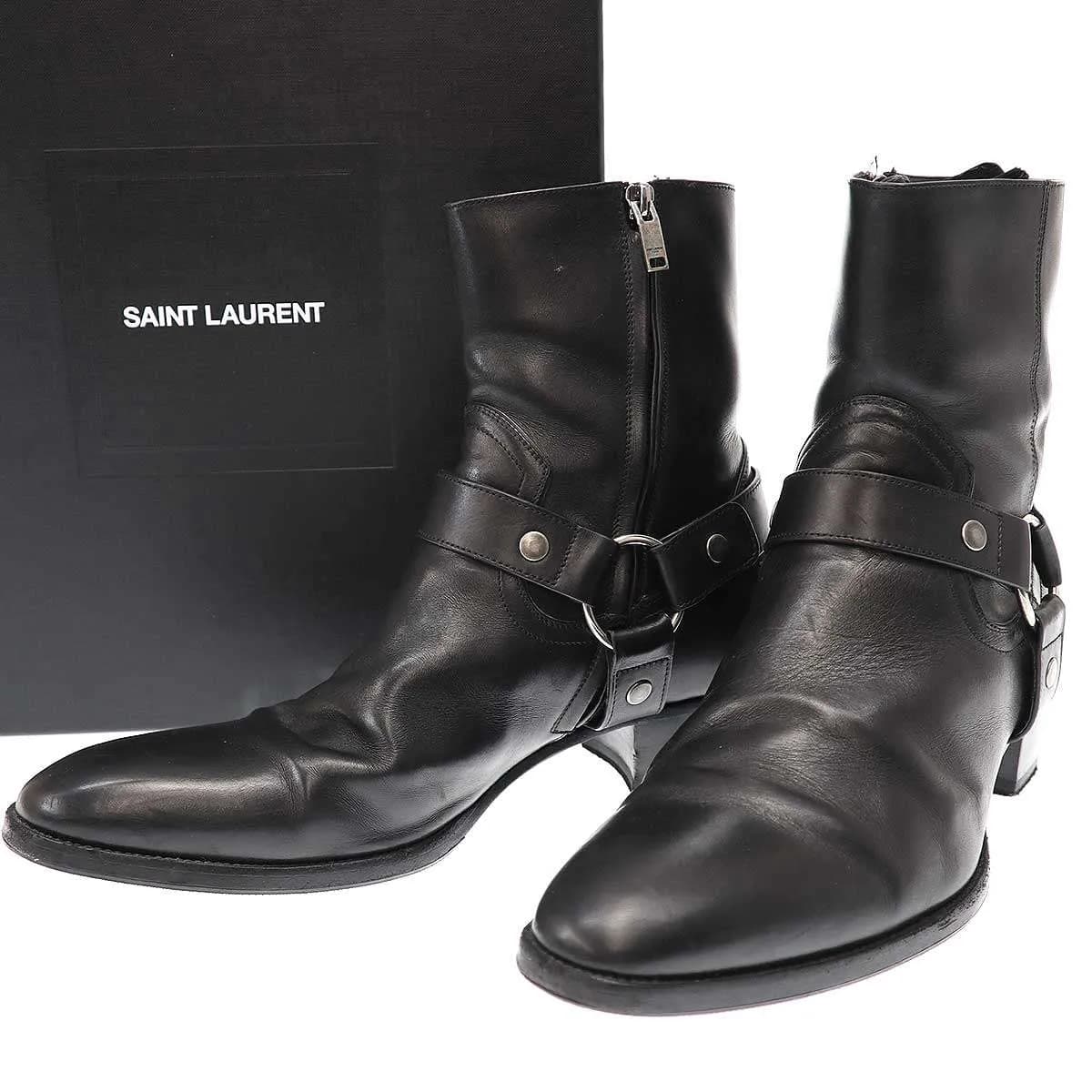 SAINT LAURENT サンローラン パリ WYATT40 HARNESS BOOT ワイアット40ハーネスリングレザーブーツ