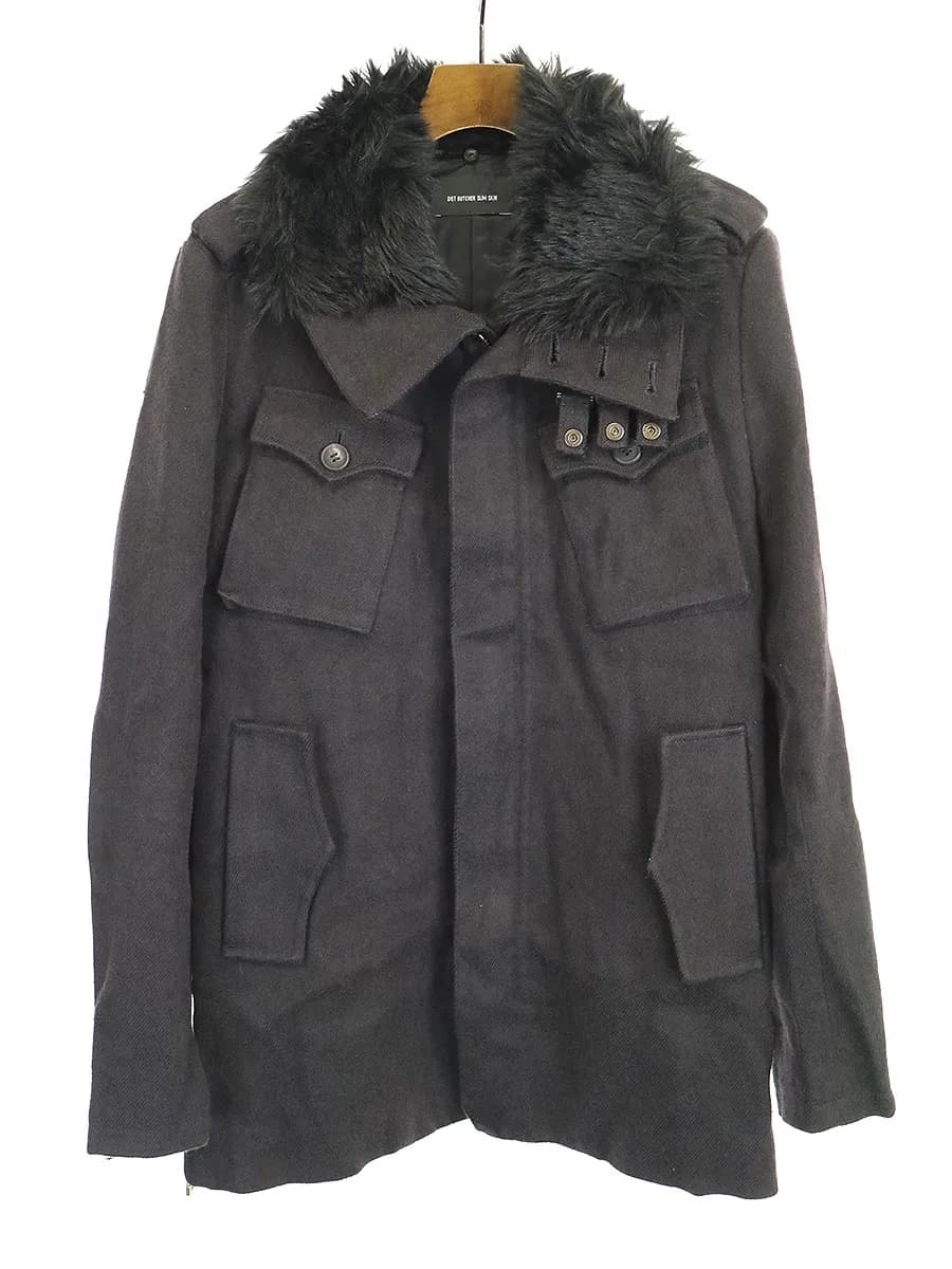 DIET BUTCHER SLIM SKIN ダイエットブッチャー スリムスキン 10AW scorch エコファー付きジップアップブルゾン