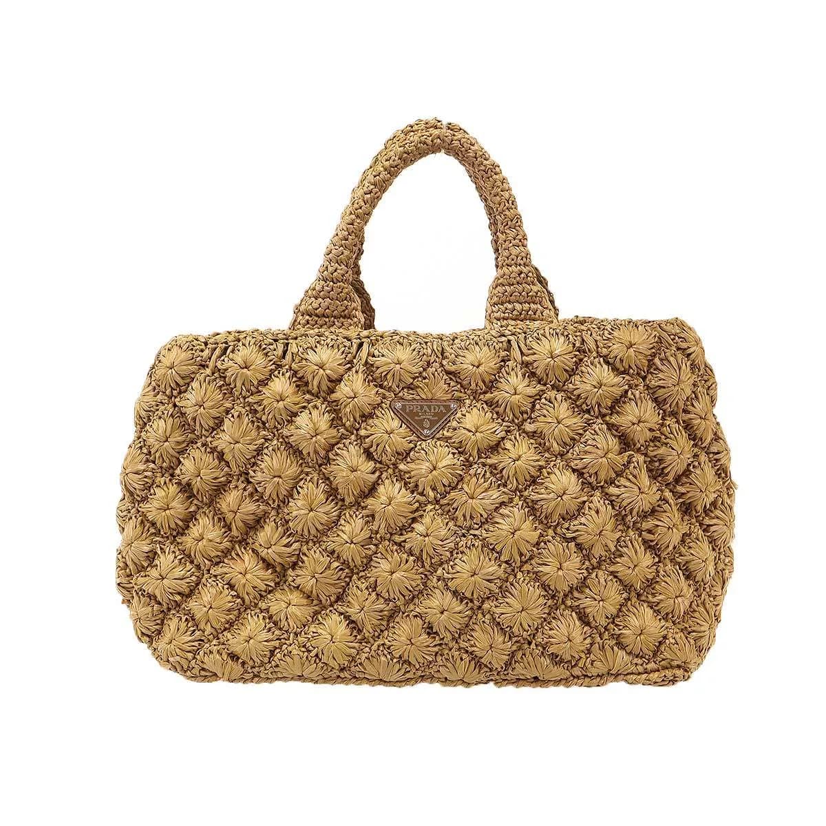 PRADA プラダ RAFIA ROMBI カナパ ラフィア かごショルダーバッグ BN2888