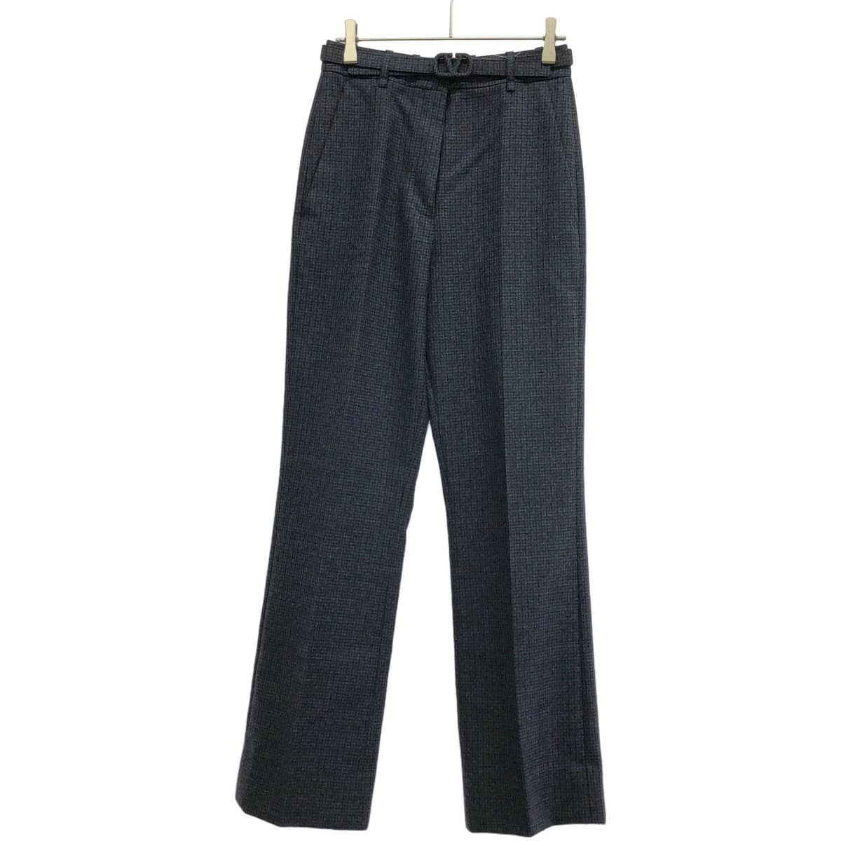 VALENTINO ヴァレンティノ ロゴバックルウールチェックストレートパンツ WB3RB4D56JK