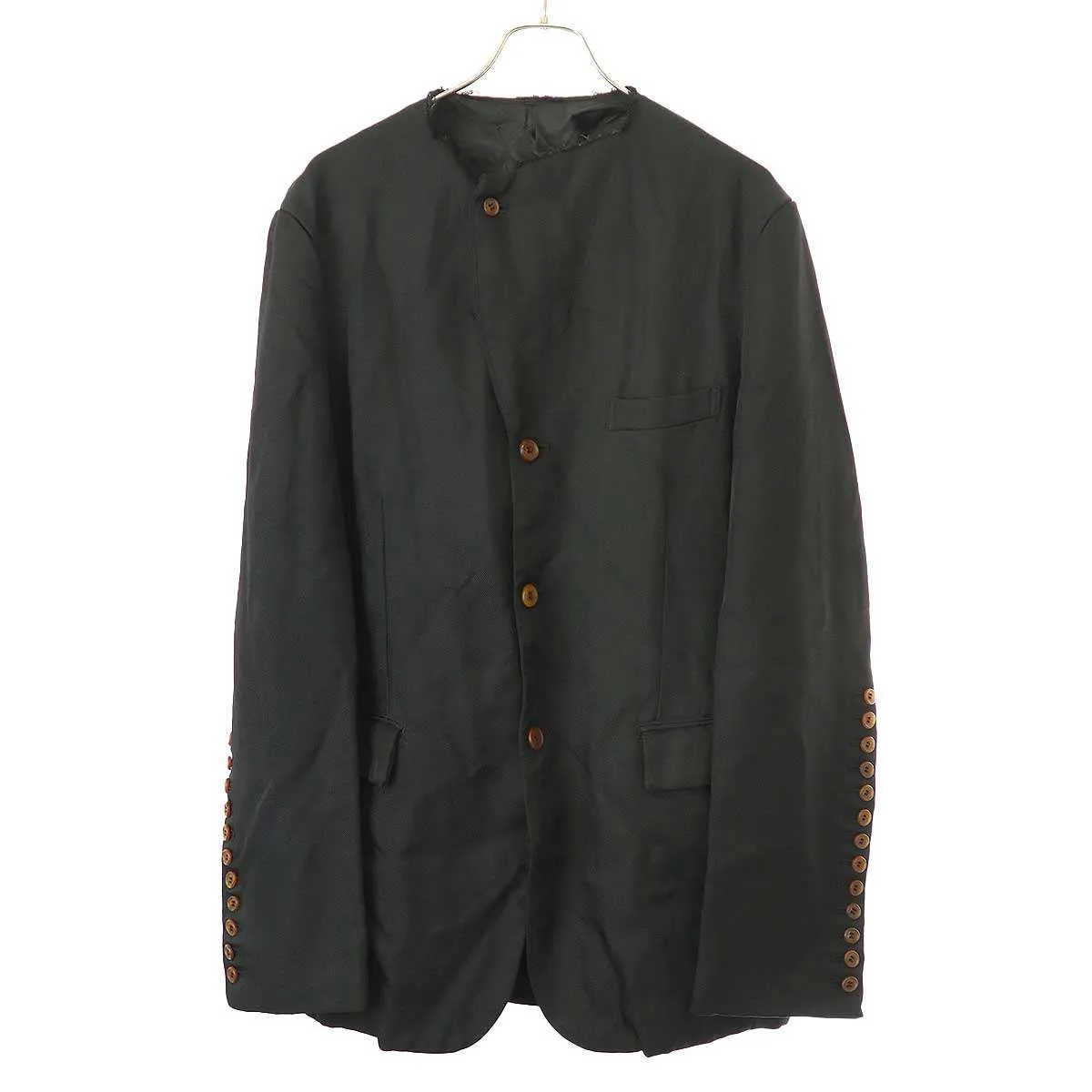 COMME des GARCONS ブラック コムデギャルソン 23AW ポリエステル縮絨ノーカラージャケット 1L-J013
