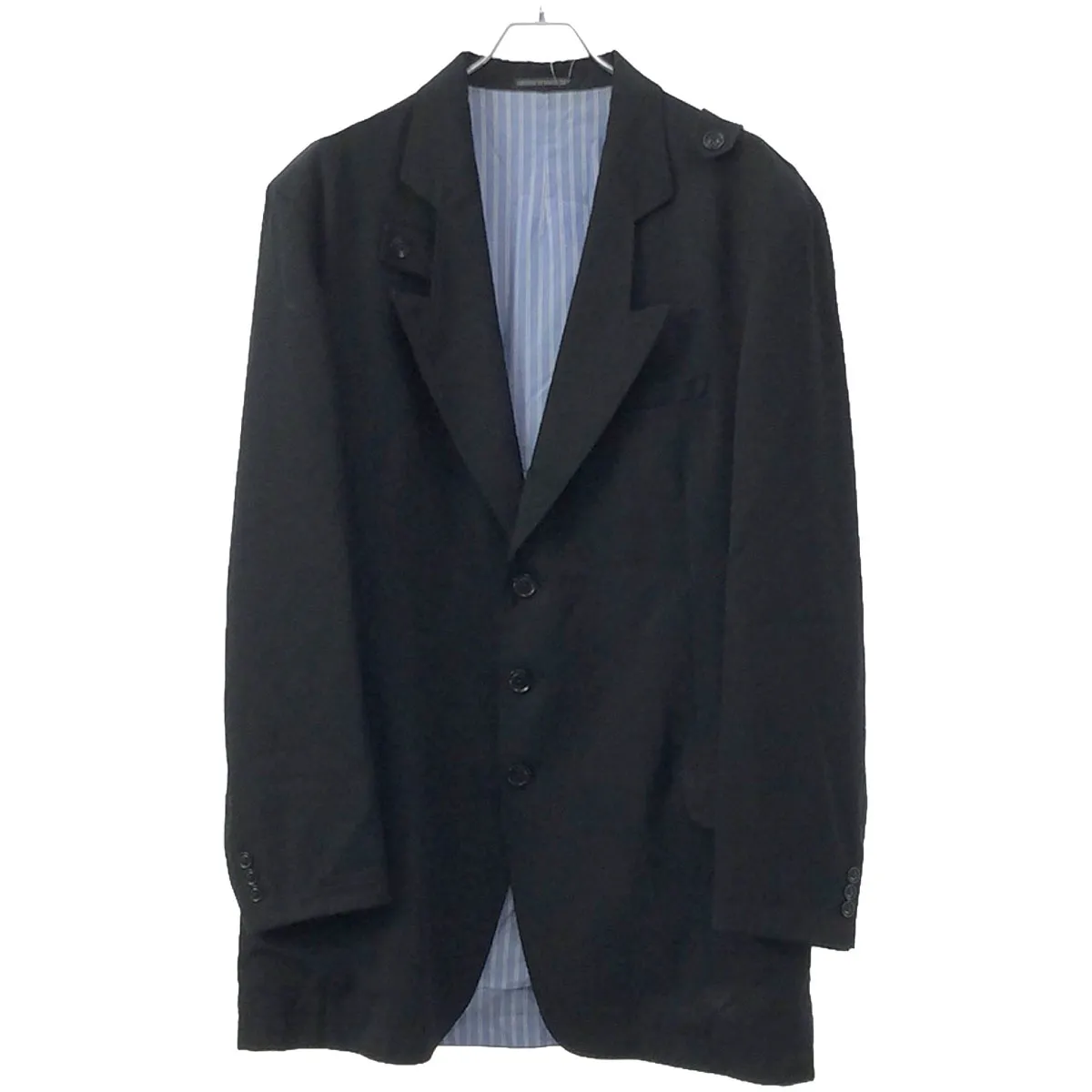 Yohji Yamamoto ヨウジヤマモト プールオム 17AW ウールギャバジン ストライプジップジャケット HK-J52-100