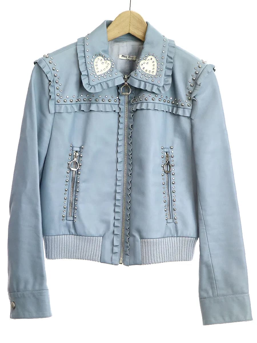 miu miu ミュウミュウ ハートスタッズラブリーレザージャケット