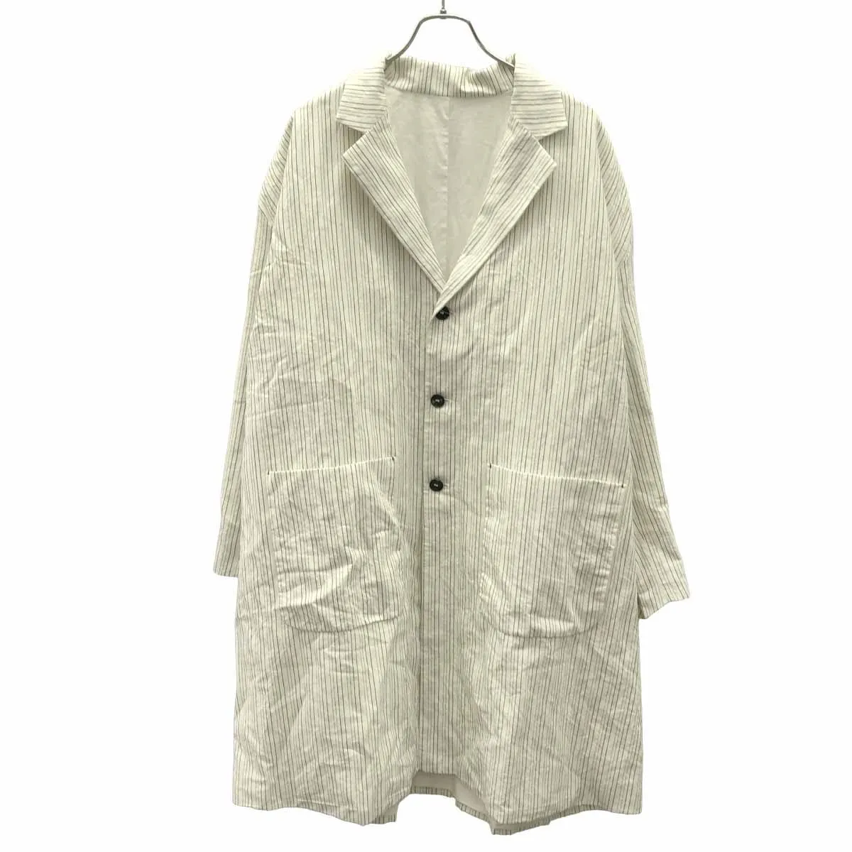 Bergfabel バーグファベル MOON COAT コットンリネンストライプチェスターコート BFmC51a818