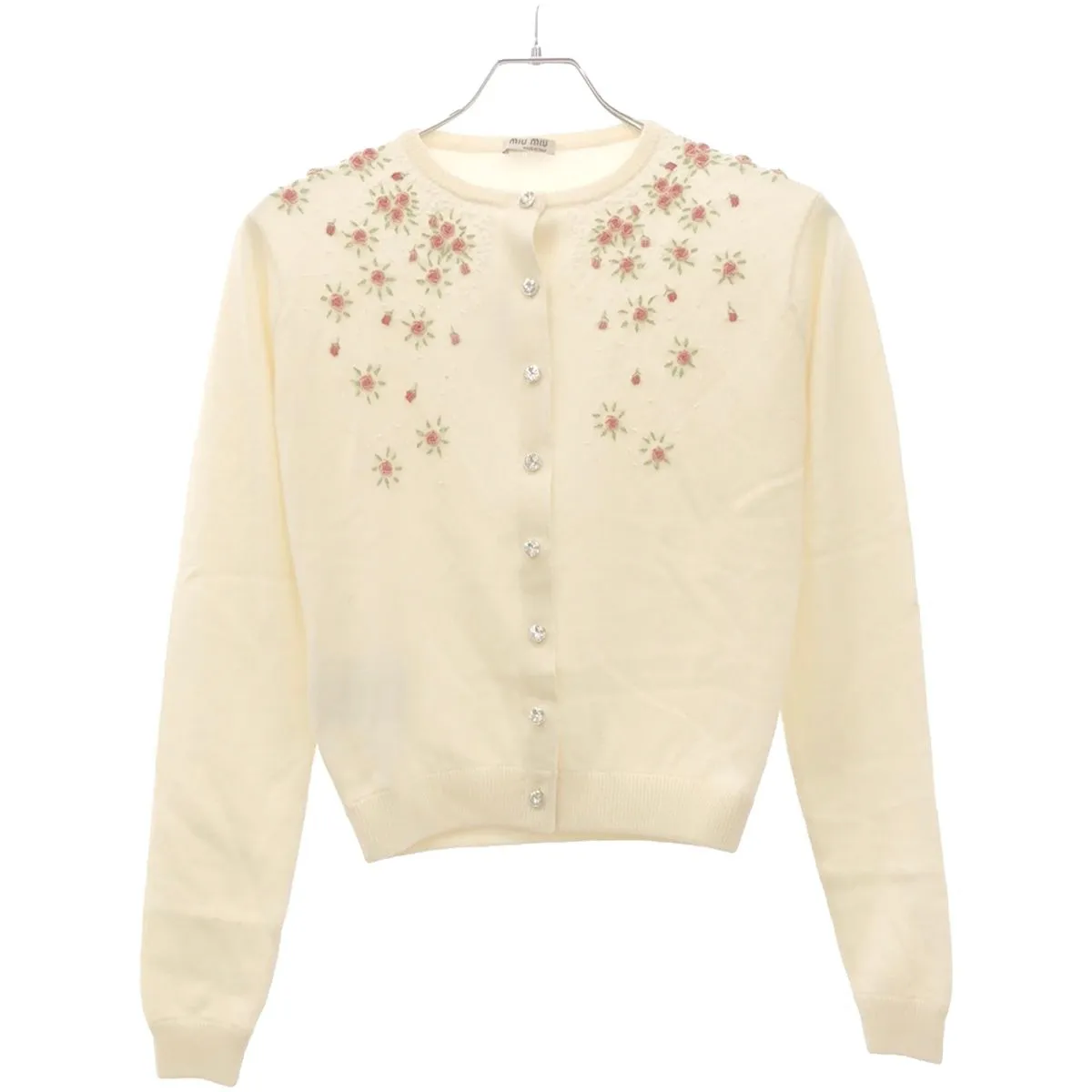miu miu ミュウミュウ 19AW フラワーエンブロイダリー デコレーションカシミヤカーディガン MMF128