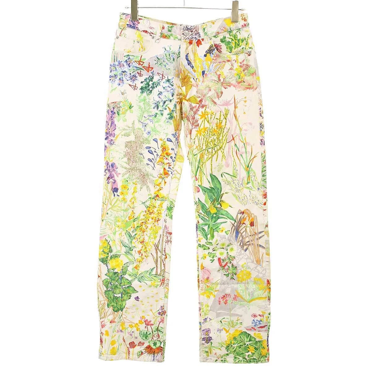 HELMUT LANG ヘルムート ラング 2005SS Floral Print Boot Cut Denim フローラルプリントブーツカットデニムパンツ