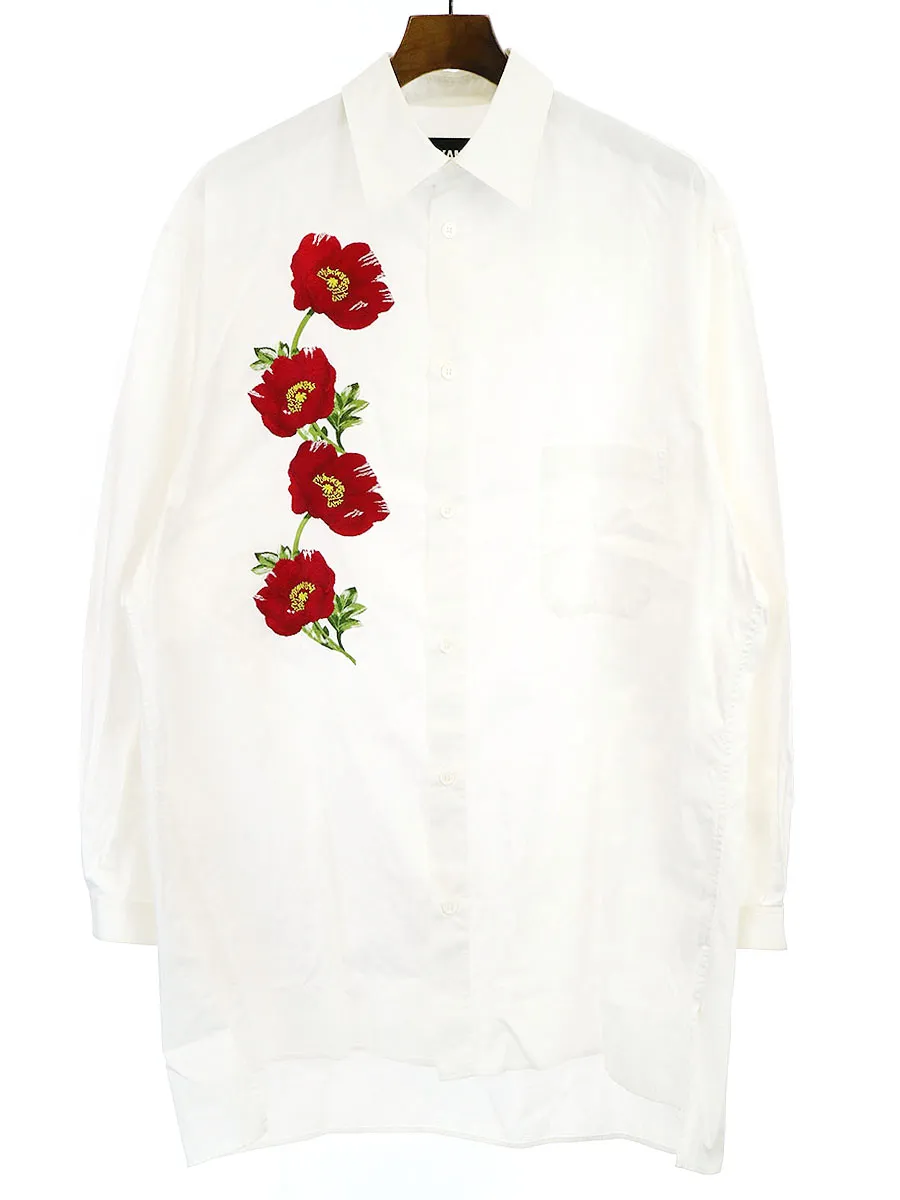 Yohji Yamamoto ヨウジヤマモト プール オム 17SS 1988 S/S REPLICA フラワーエンブロイダリーロングシャツ