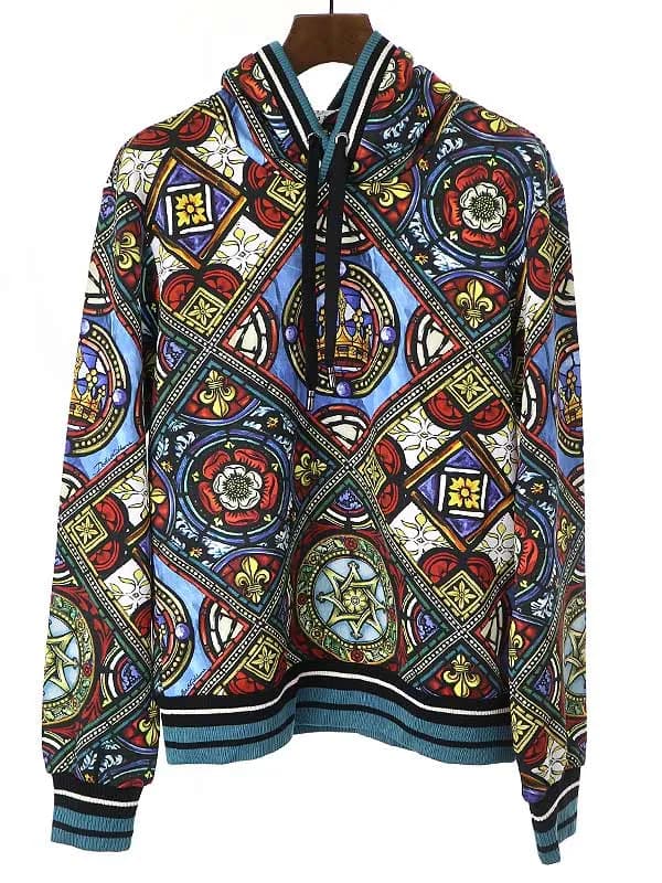 DOLCE&GABBANA ドルチェ&ガッバーナ Multicolour Pullover Jumper Sweatshirt Hoodie ステンドグラスプリントパーカー