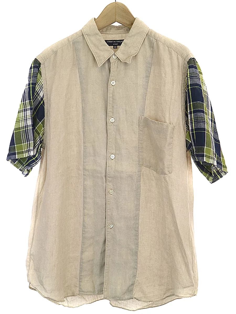 COMME des GARCONS コムデギャルソン オム チェック切替ショートスリーブシャツ