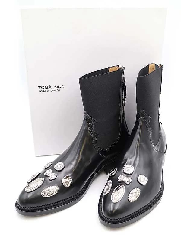 TOGA トーガプルラ AJ990 Leather Suede Hardware Boots メタル装飾バックジップレザーブーツ 靴