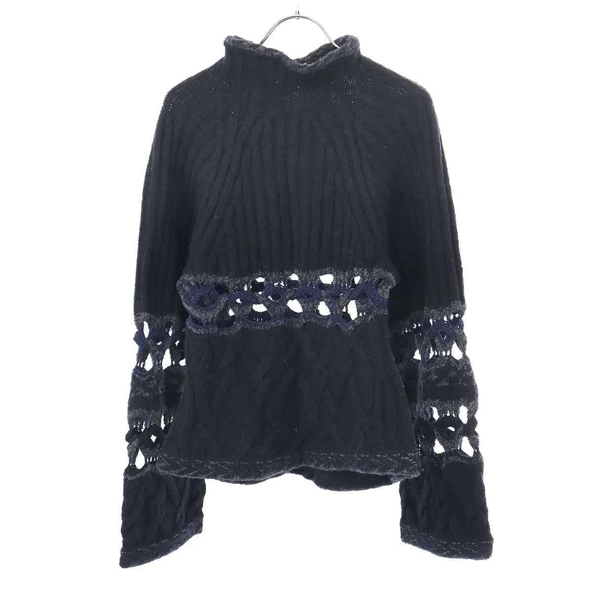Mame Kurogouchi マメ クロゴウチ 23AW Basket Pattern Combination Knitted Pullover ニットセーター MM23FW-KN054