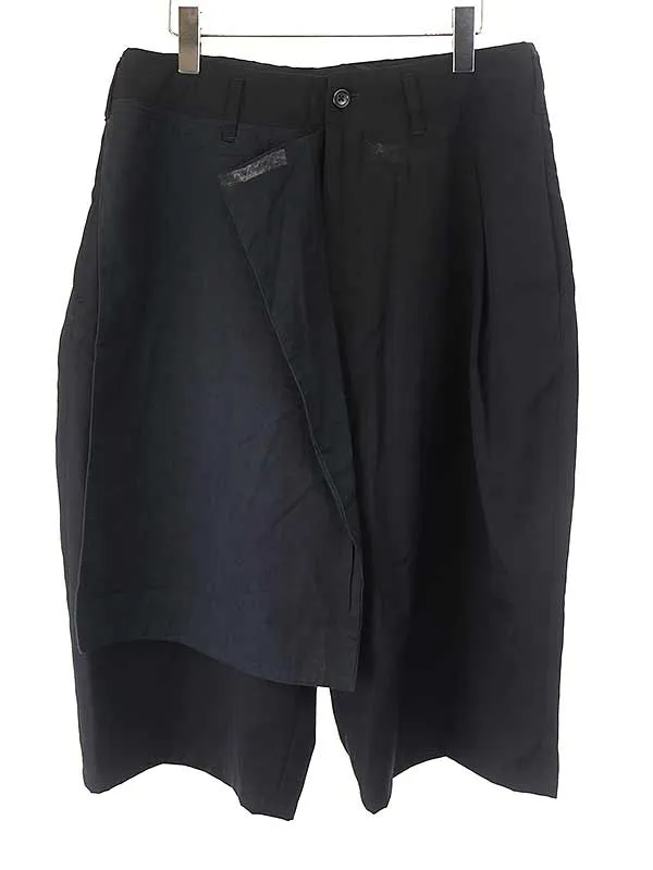 Yohji Yamamoto ヨウジヤマモトプールオム 17SS LOOK24 右前垂らし布シワギャバパンツ