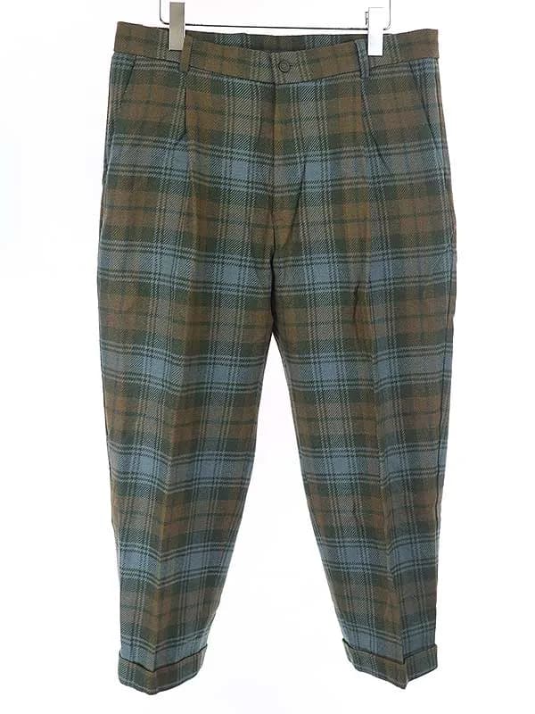 is-ness イズネス 18AW wool check 1pleats trousers ウールチェックパンツ