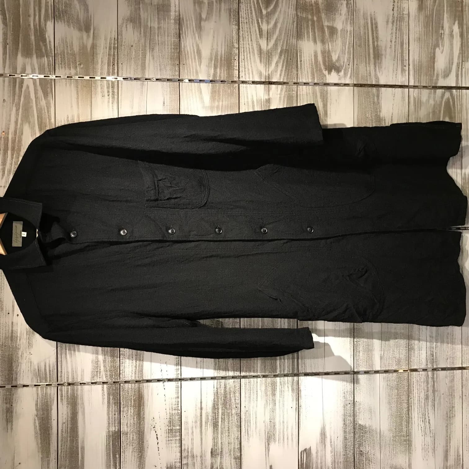 Yohji Yamamoto Yohji Yamamoto POUR HOMME 15AW W-Wスプレットウール縮絨加工ロングシャツ