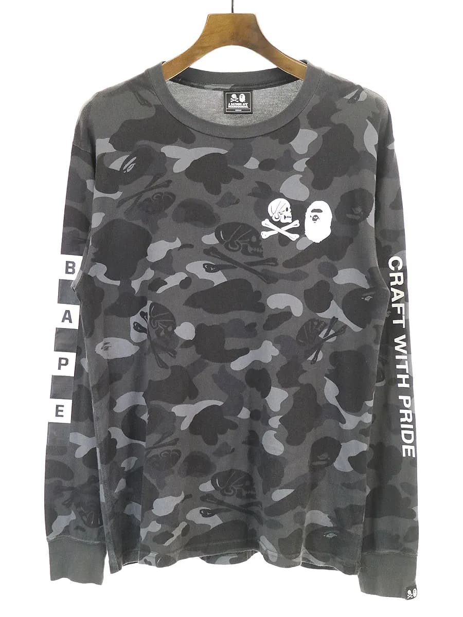 A BATHING APE ア ベイシング エイプ × ネイバーフッド 18AW NHBP CAMO TEE LS カモフラージュ柄プリントカットソー