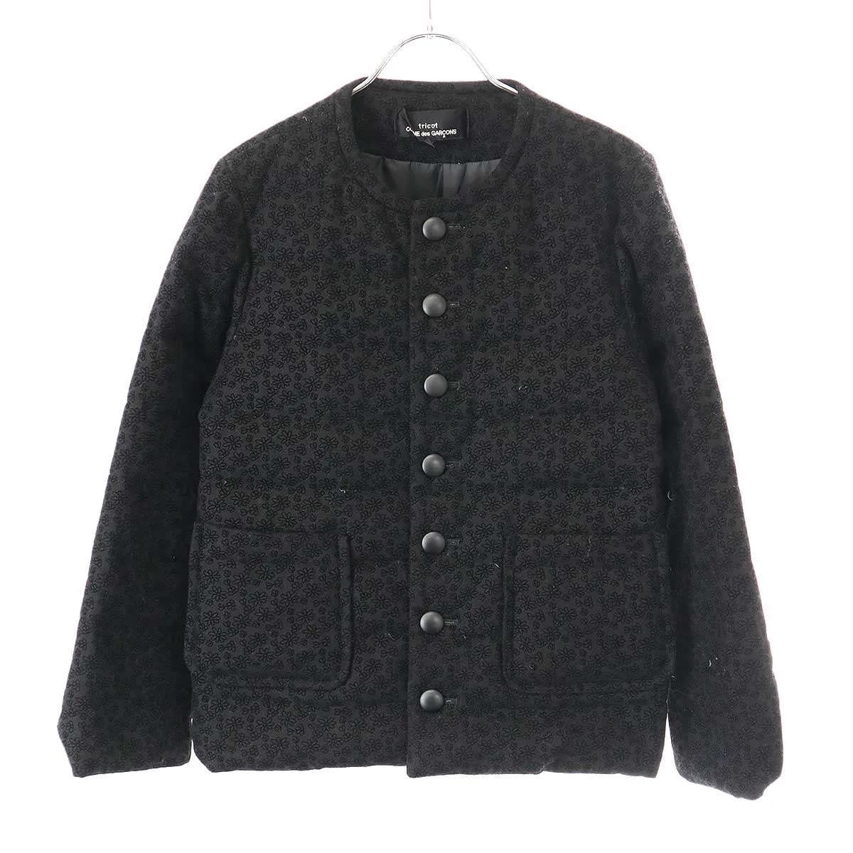 COMME des GARCONS トリココムデギャルソン 17AW フロッキーフラワーノーカラーダウンジャケット