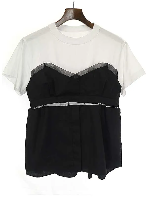 sacai サカイ 22SS Cotton Poplin T-shirt ドッキングカットソー