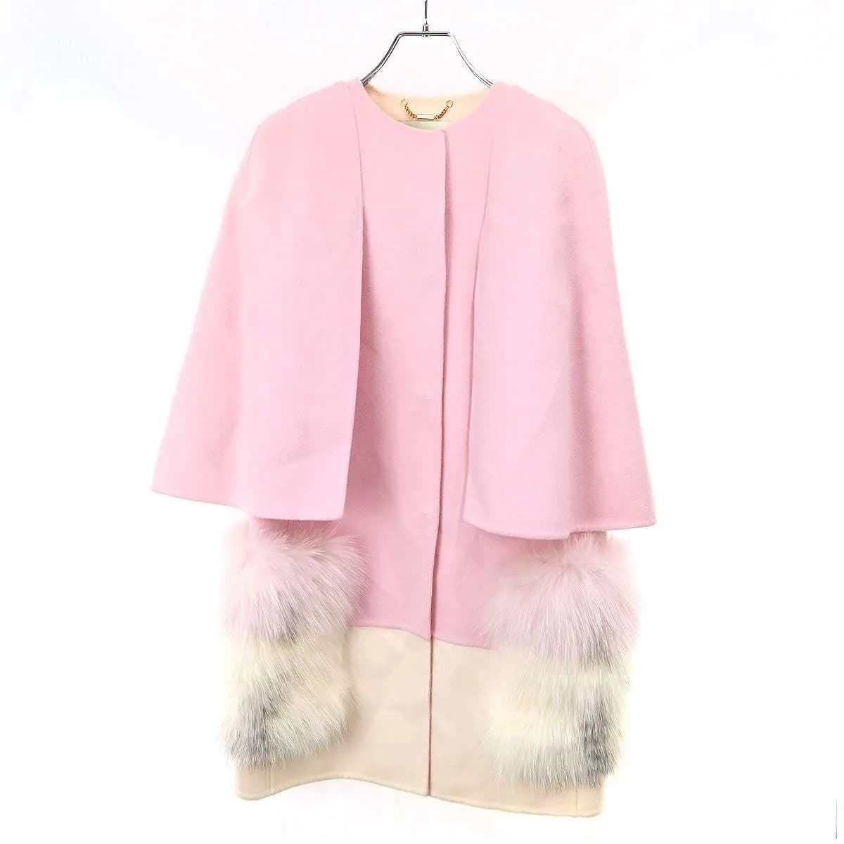 FENDI フェンディ 15AW フォックスファー ウールケープコート