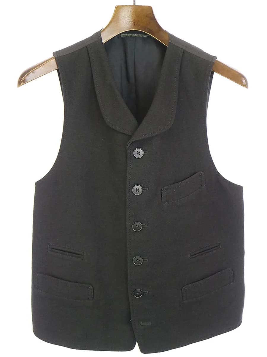 Yohji Yamamoto ヨウジヤマモト プール オム 11AW ショールカラーコットンベスト