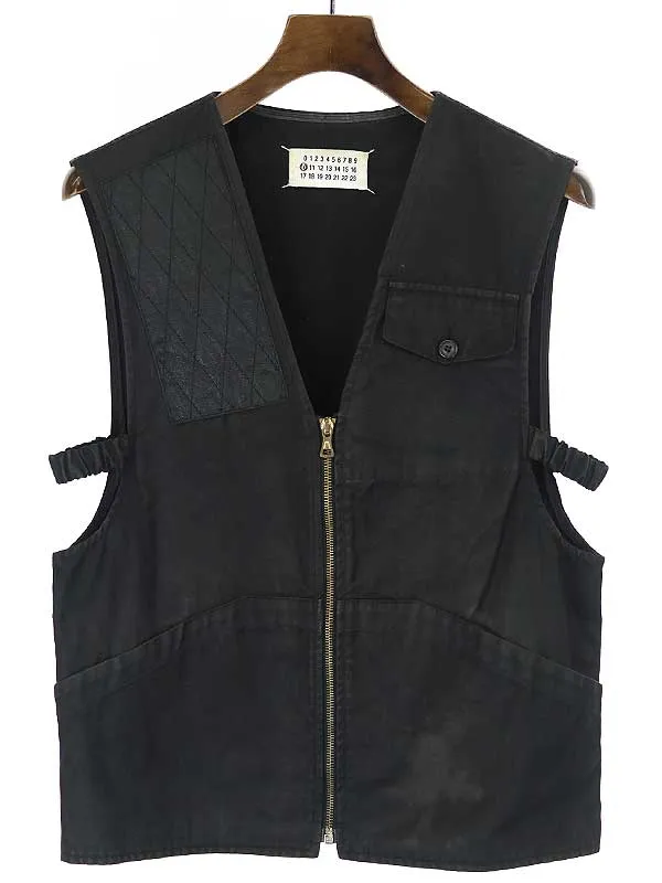 Maison Margiela メゾンマルタンマルジェラ10 02SS レザーパッチオイルドコットンベスト