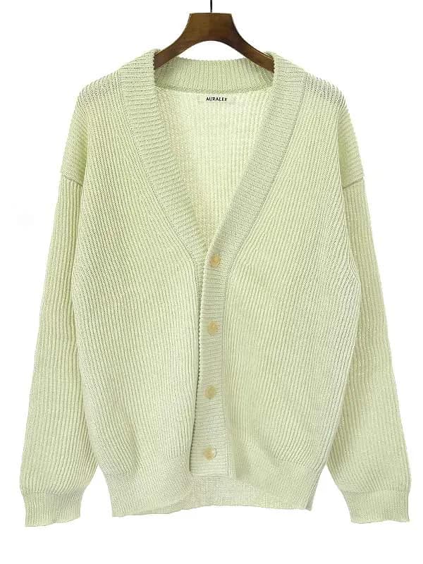 AURALEE オーラリー 21SS HEMP RIB KNIT BIG CARDIGAN ヘンプリブニットカーディガン