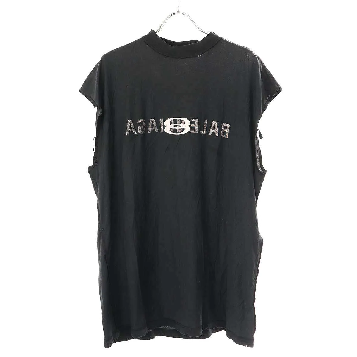 BALENCIAGA バレンシアガ 24SS Inside Out Sleeveless T-Shirt ロゴプリントノースリーブトップス 790352 TQVJ4 ブラック L 【中古】 ITI6ZV00J6S0