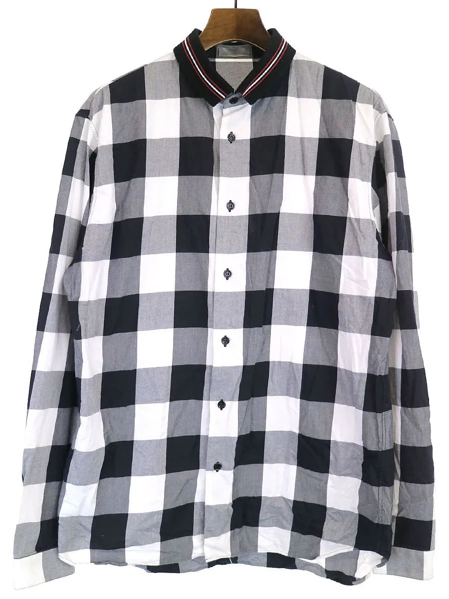 Dior HOMME ディオールオム 17SS リブカラーブロックチェックシャツ