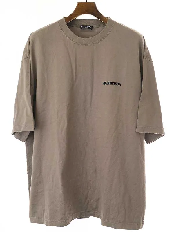 BALENCIAGA バレンシアガ 22SS ロゴ刺繍 ミディアムフィットTシャツ ブラウン サイズ:XXL