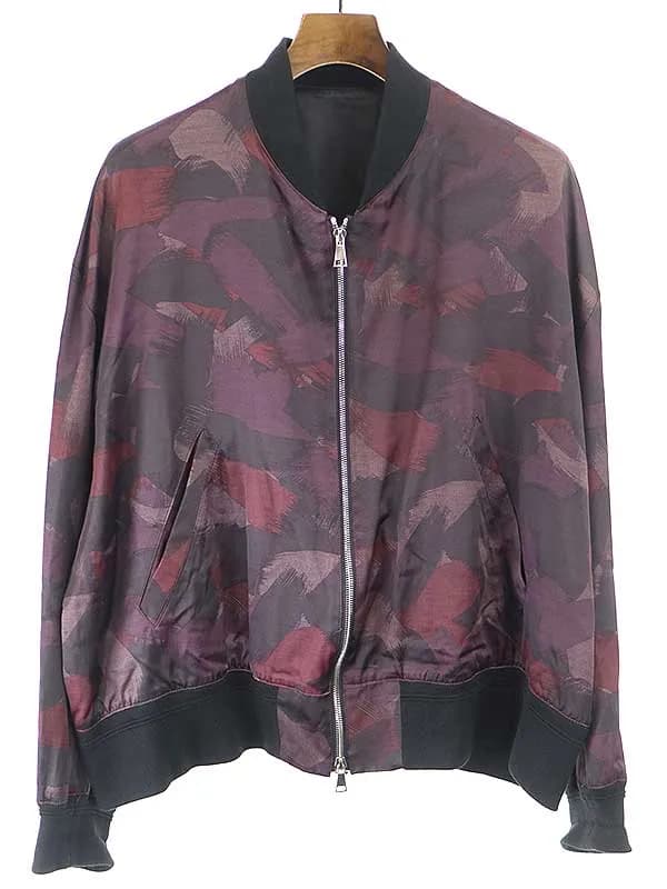 URU ウル 16AW 総柄ジップアップレーヨンボンバージャケット