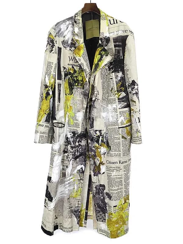 Yohji Yamamoto ヨウジヤマモト プールオム 22SS 朝倉優佳 ニュースペーパーロングジャケット