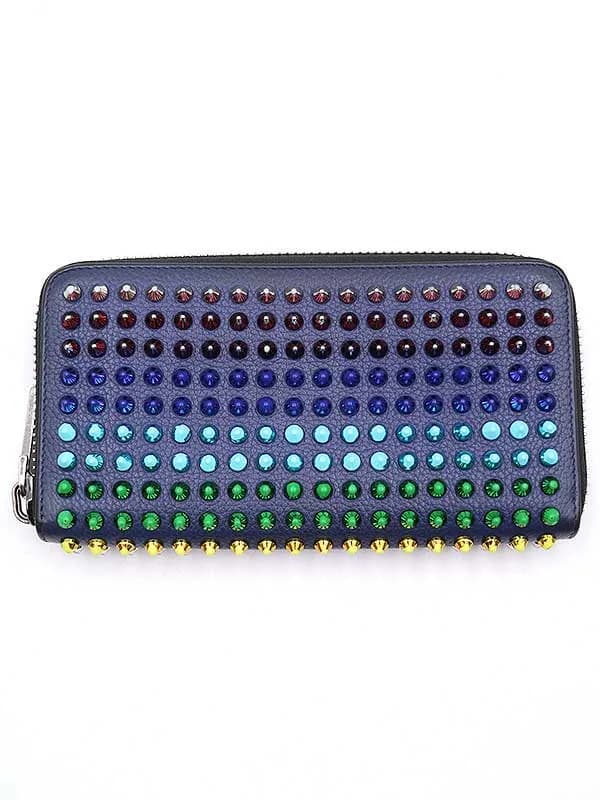Christian Louboutin クリスチャンルブタン Panettone レインボースタッズラウンドジップロングウォレット