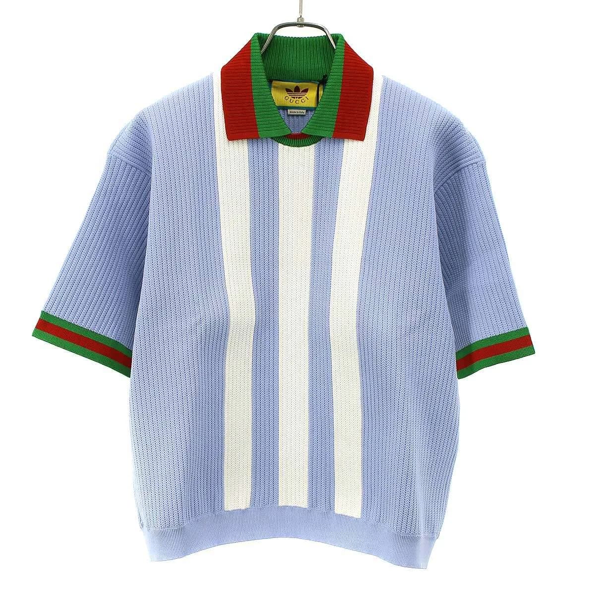 GUCCI グッチ×アディダス 24SS ストライプニットポロシャツ 700482