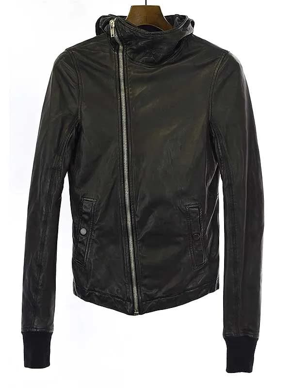 Rick Owens リックオウエンス ラムレザーハイネックフーデッドジャケット