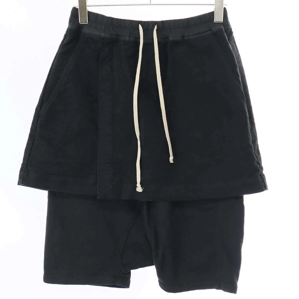 Rick Owens ダークシャドウバイリックオウエンス 14AW PANTS W/SKIRT モールスキンレイヤードスカートサルエルショーツ