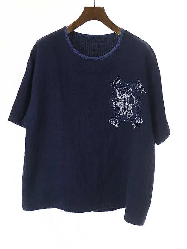 Porter Classic ポータークラシック モヒカン小僧ワッペン刺し子プルオーバーTシャツ