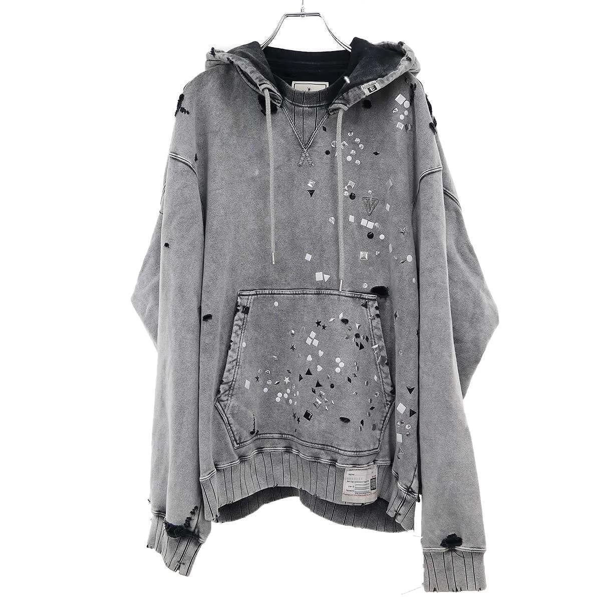Maison MIHARA YASUHIRO メゾン ミハラヤスヒロ 25AW EMBELLISHED BLEACHED HOODIE エンベリッシュメントブリーチパーカー