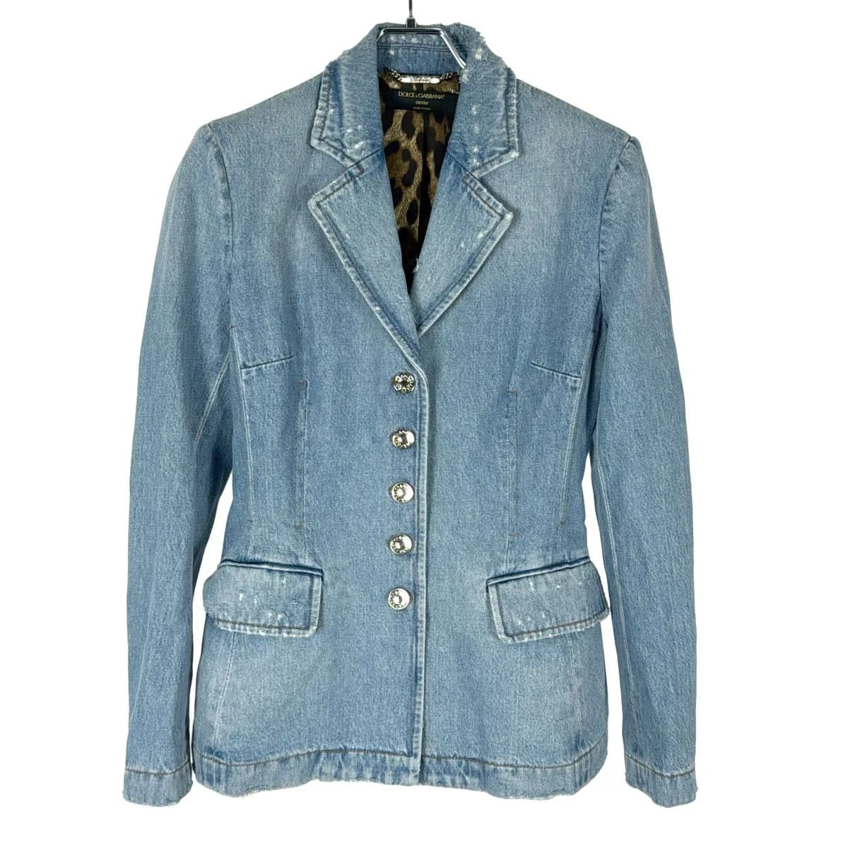 DOLCE&GABBANA ドルチェ&ガッバーナ インナーレオパードフレアパットデニムジャケット F26K0D G8GJ3